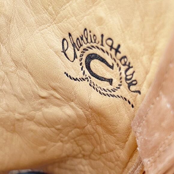 Lucchese Charlie 1 Horse Tan Beaded Flower Snip Toe Western Cowgirl Boot size 10 - Picture 12 of 15